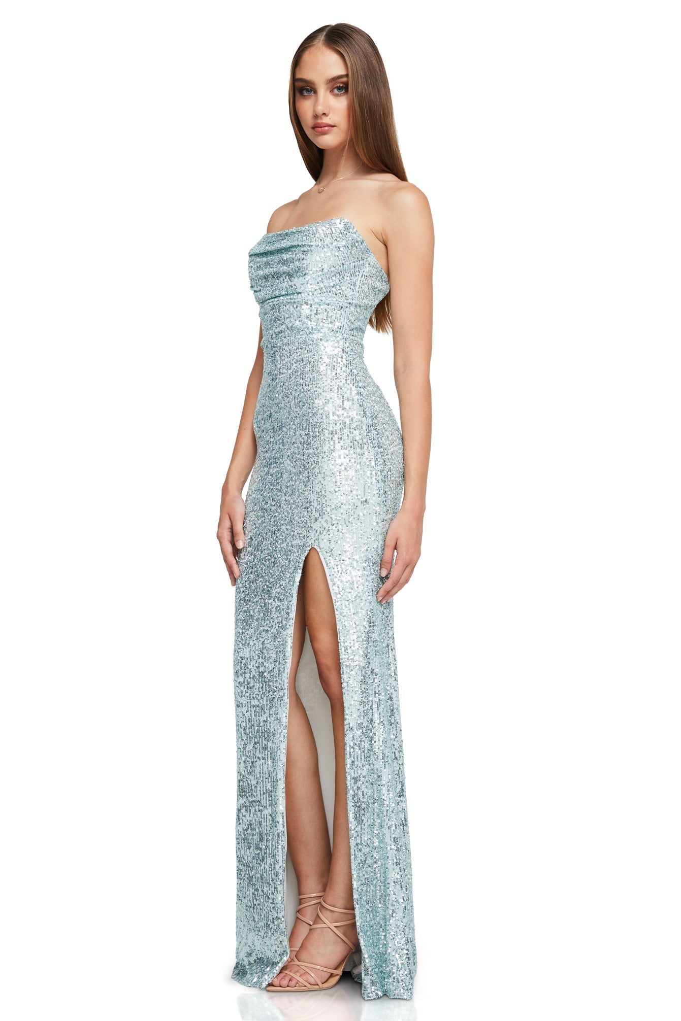 Funkelndes Trägerloses Paillettenkleid