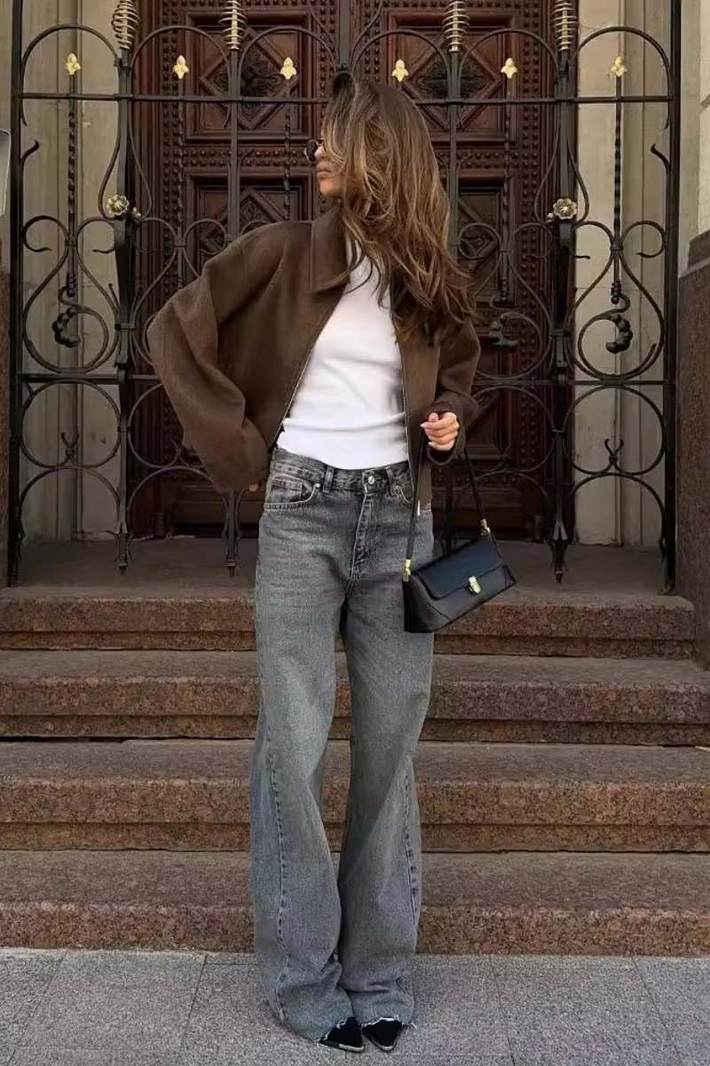 Klassische Elegante Jacke Mit Reißverschluss