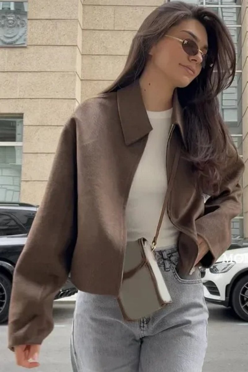 Klassische Elegante Jacke Mit Reißverschluss