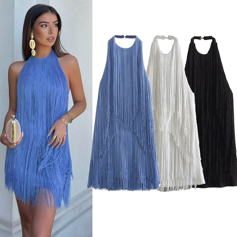 Rückenfreies Minikleid Mit Quasten