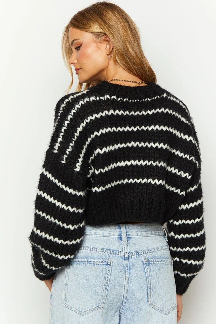 Gestreifter Kurzer Strickpullover