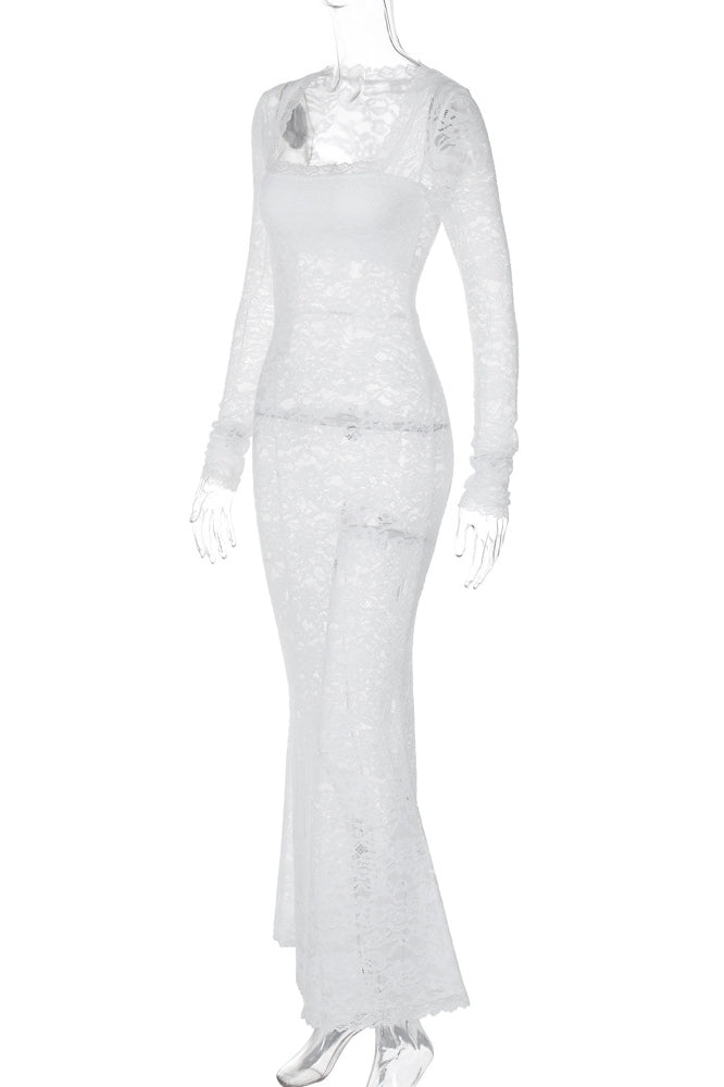 Maxikleid Aus Spitze Mit Eckigem Ausschnitt