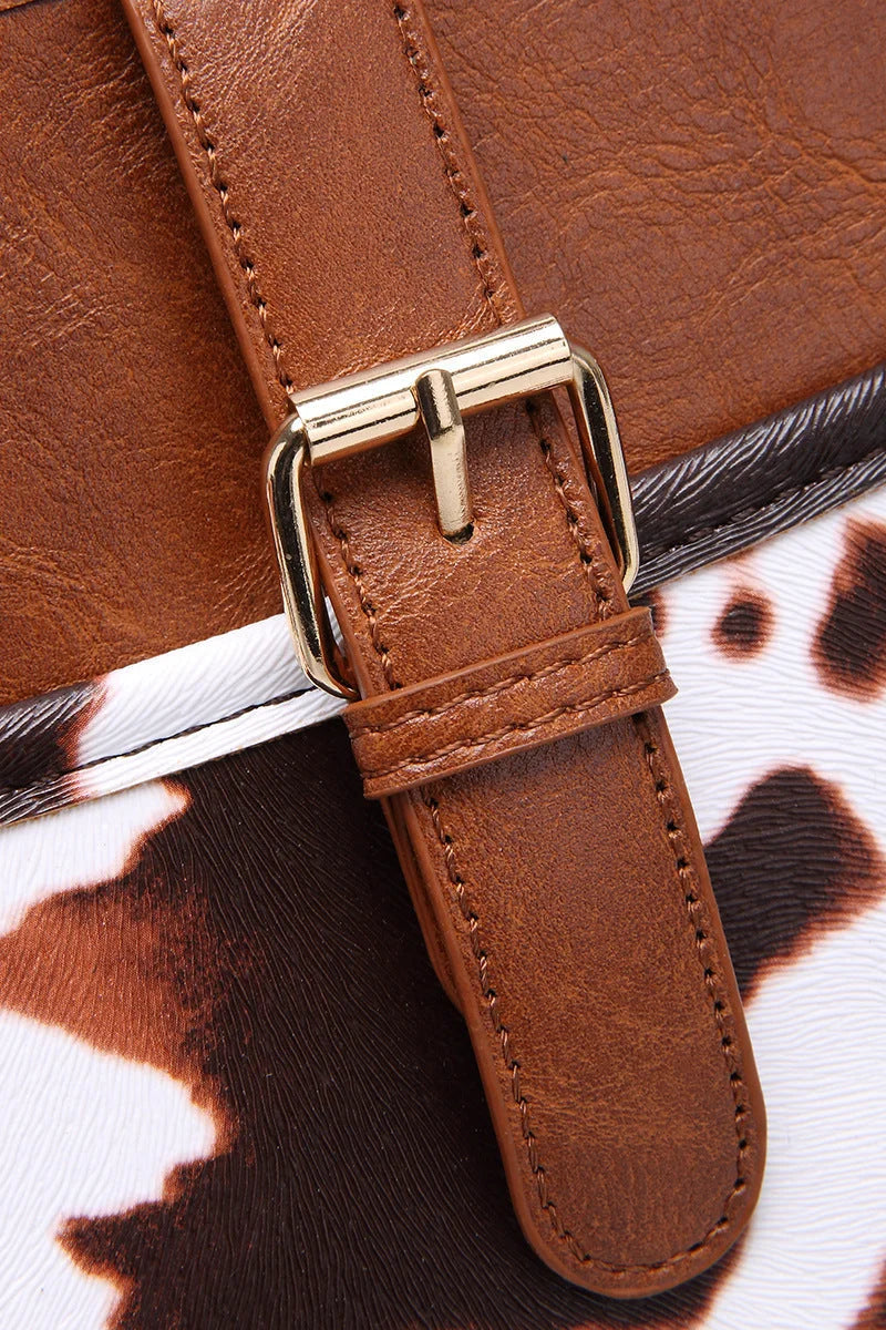 Umhängetasche İm Western-Cowboy-Stil Mit Braunem Rindermuster