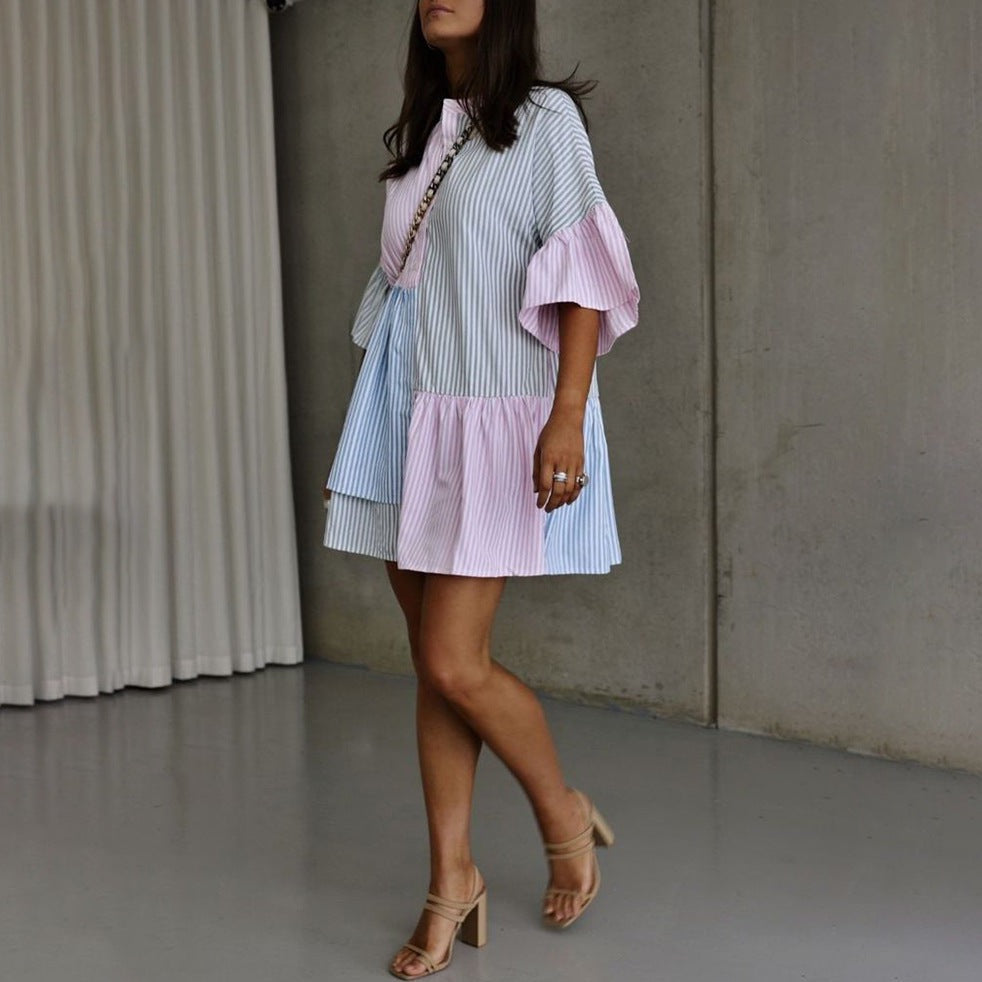 Mini-Hemdkleid Mit Blockmuster