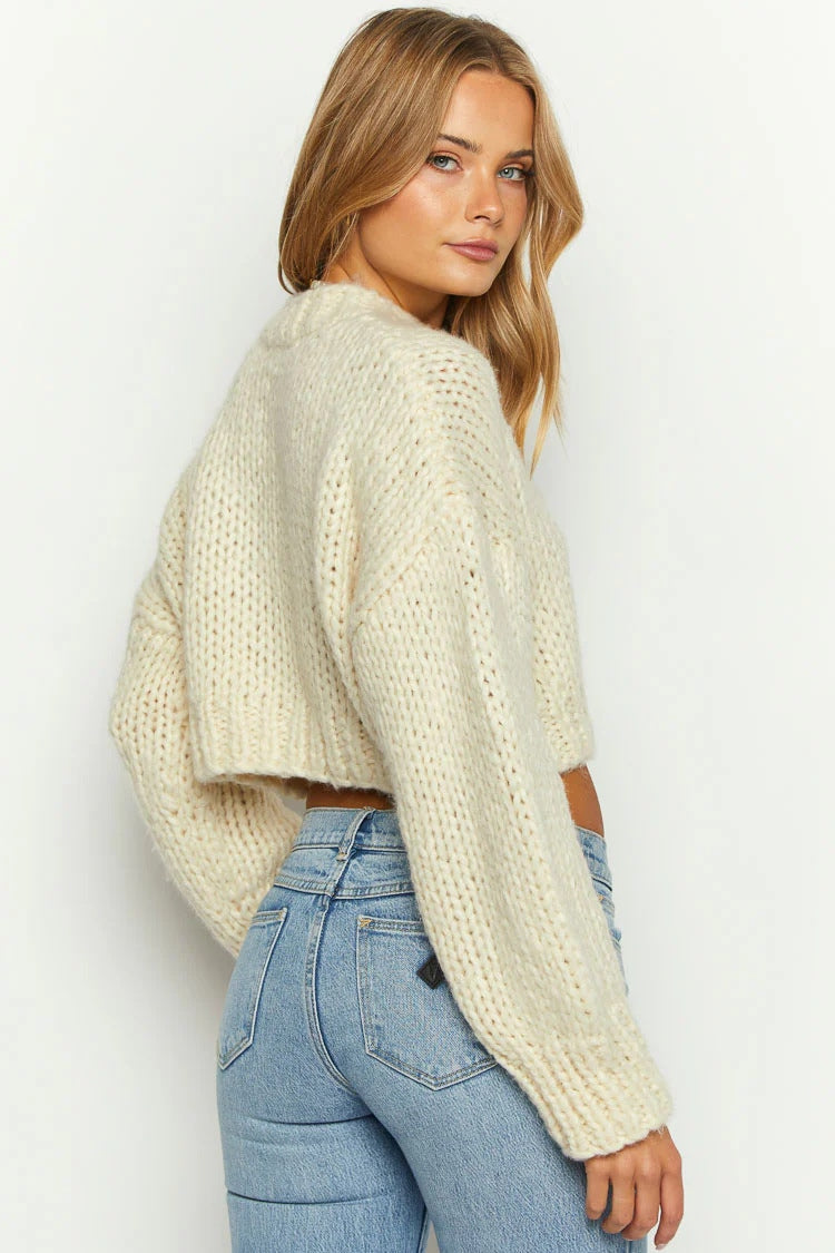 Gestreifter Kurzer Strickpullover