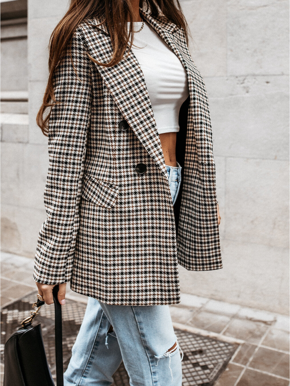 Stilvolles Design: Karierte Blazerjacke