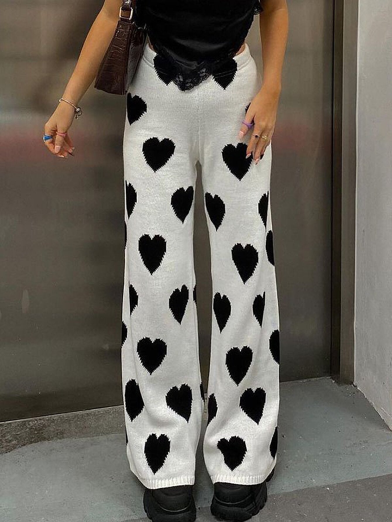 Elegante Hose Mit Herzmuster