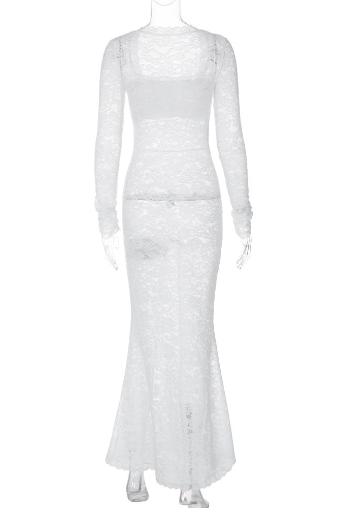 Maxikleid Aus Spitze Mit Eckigem Ausschnitt