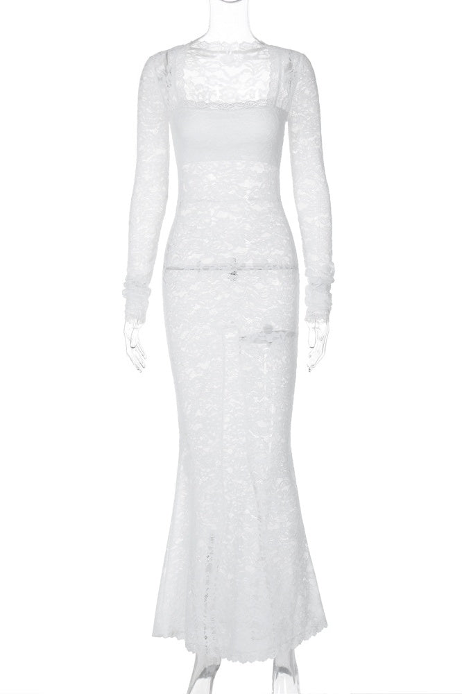 Maxikleid Aus Spitze Mit Eckigem Ausschnitt