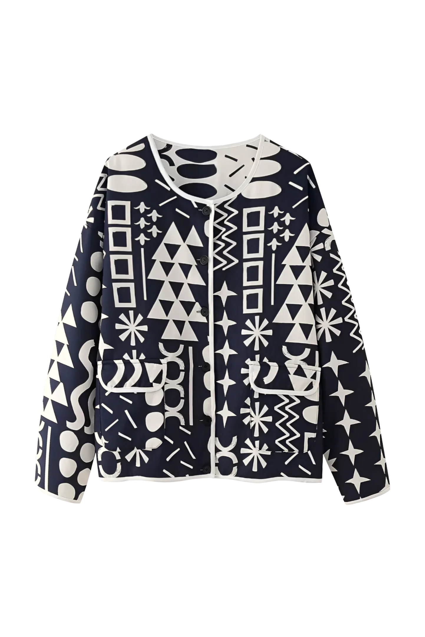 Vintage-İnspirierte Rundhalsjacke