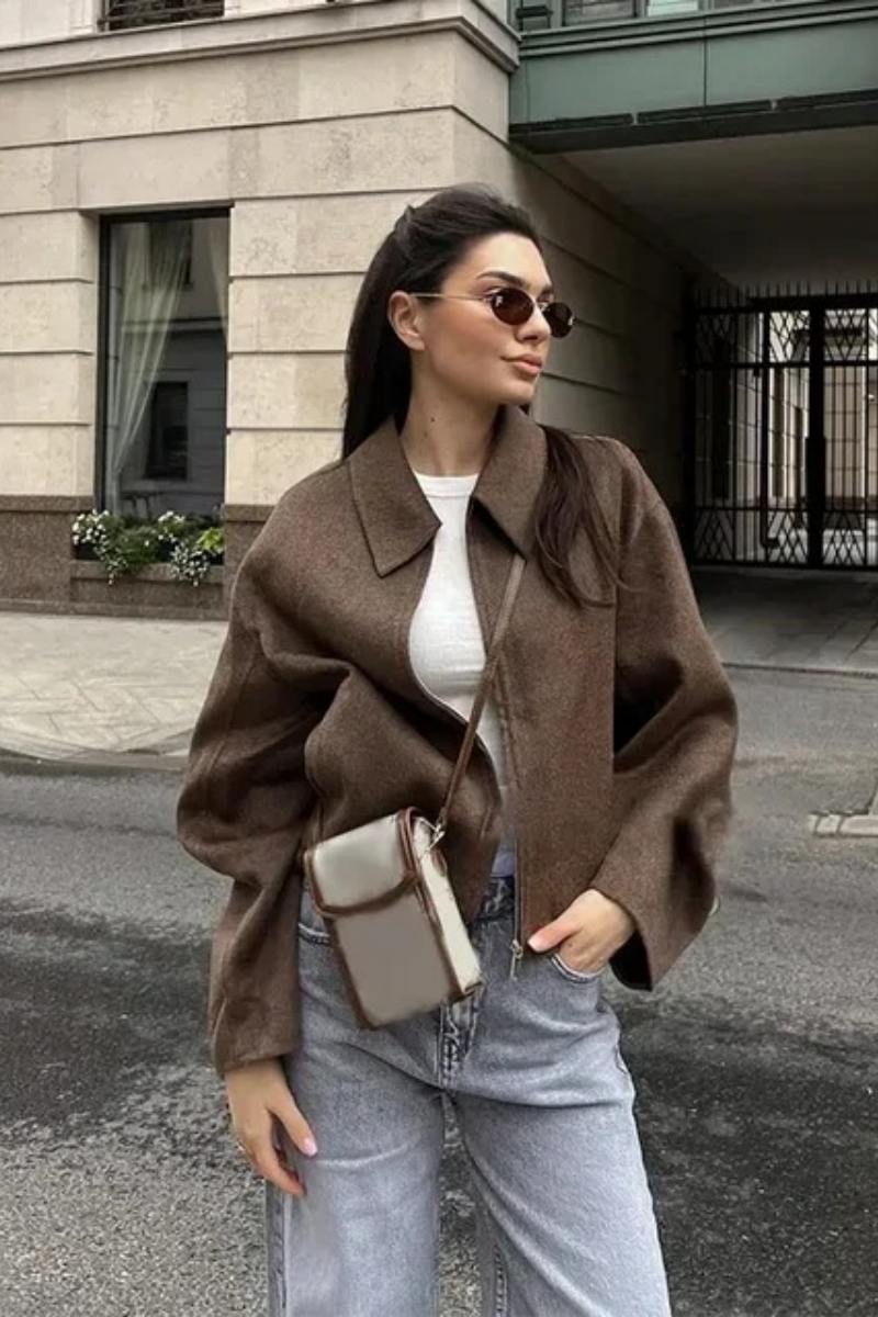 Klassische Elegante Jacke Mit Reißverschluss