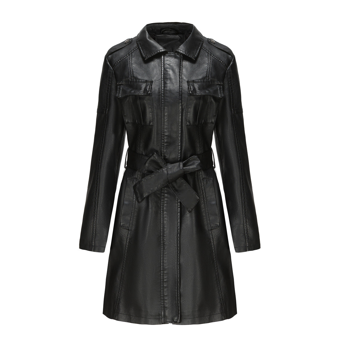 Luxuriöser Damen-Trenchcoat Mit Ledergürtel