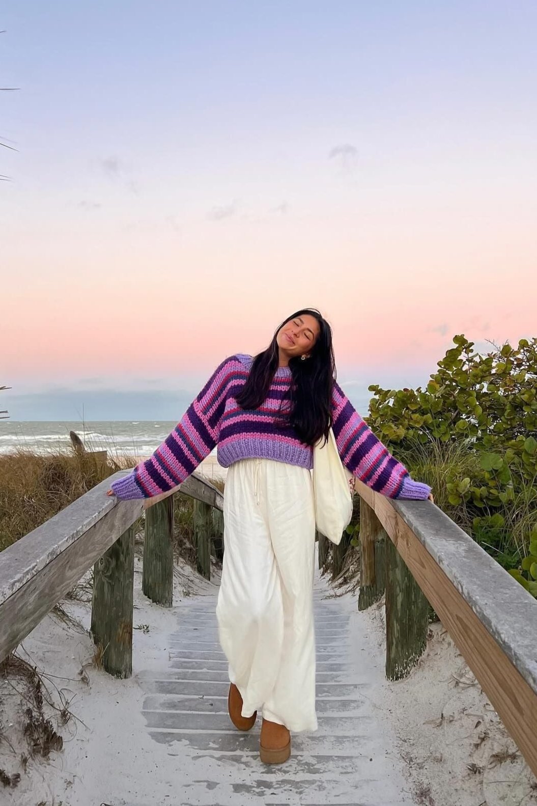 Gestreifter Kurzer Strickpullover