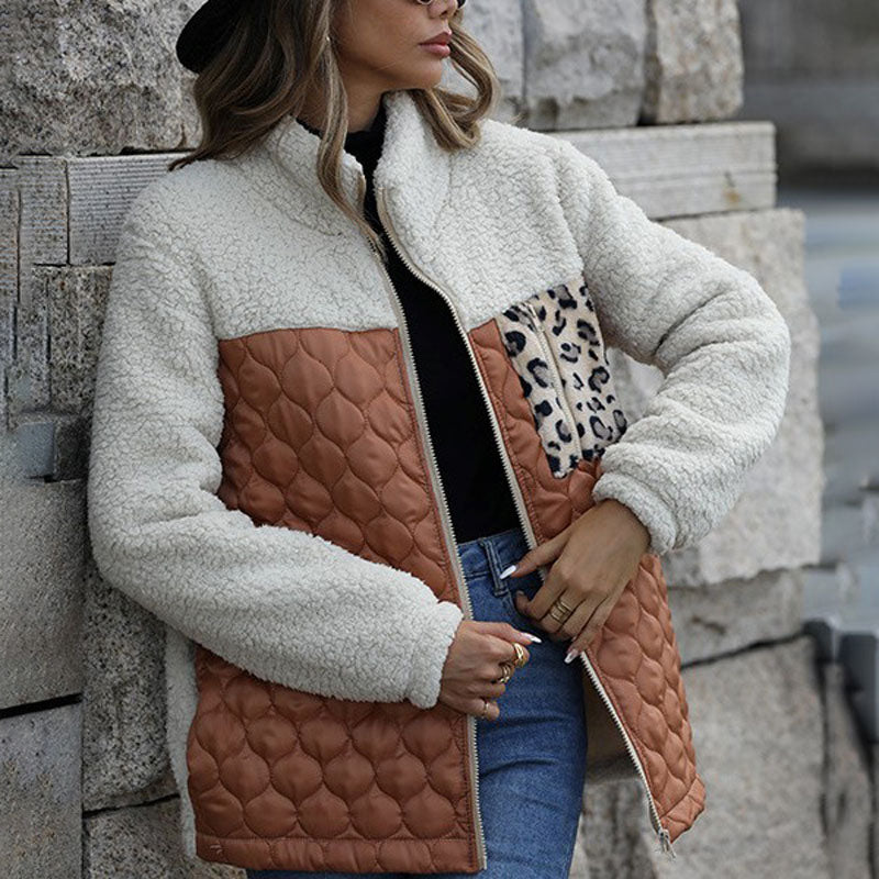 Stylische Design-Plüschjacke Mit Blockmuster