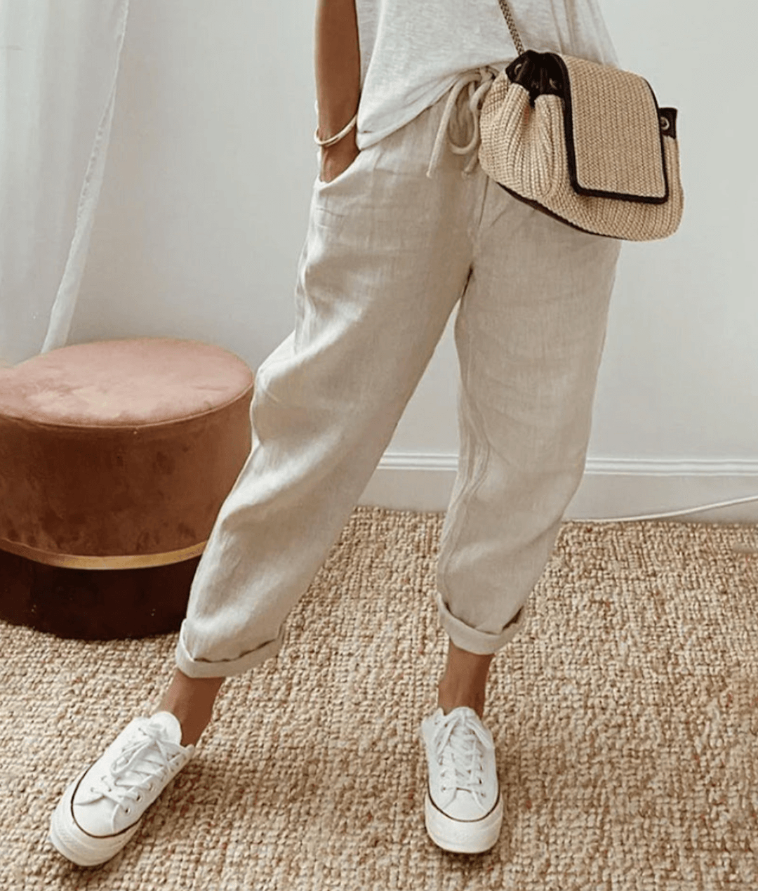 Stilvolle Hose Mit Baumwolldetails