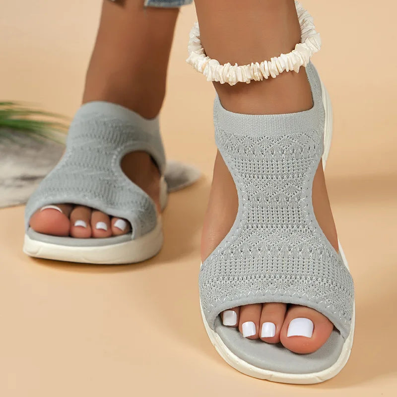 Bequeme Sommersandalen Mit Offener Spitze Und Mesh-Detail