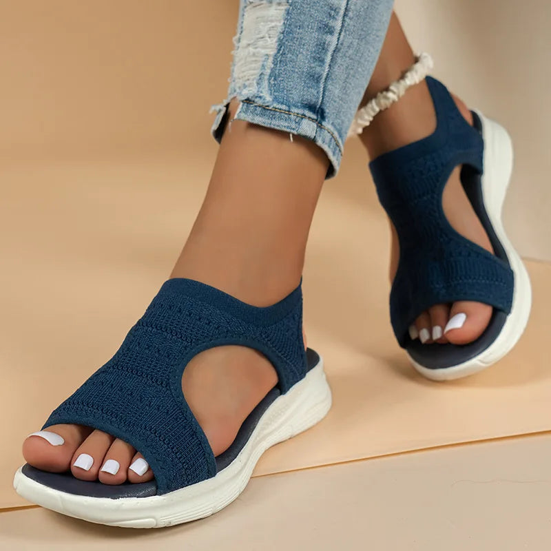 Bequeme Sommersandalen Mit Offener Spitze Und Mesh-Detail