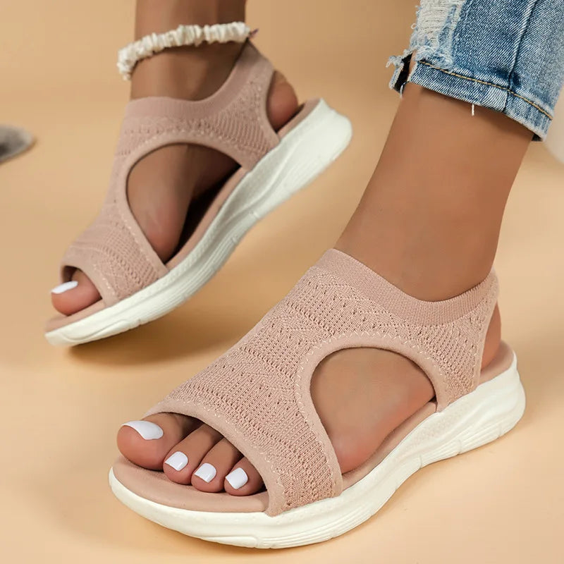 Bequeme Sommersandalen Mit Offener Spitze Und Mesh-Detail