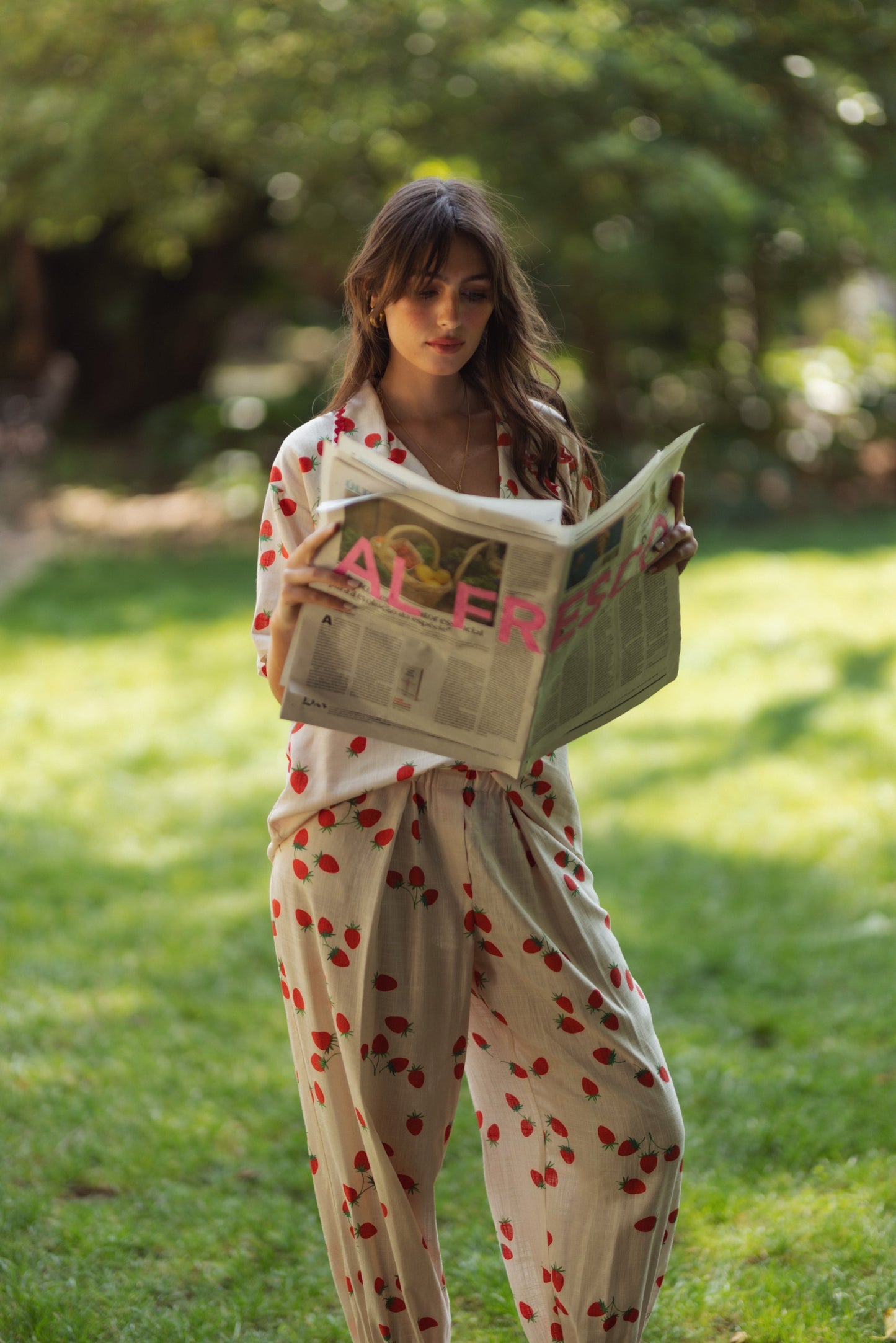 Pyjama Mit Erdbeermuster İm Stilvollen Design