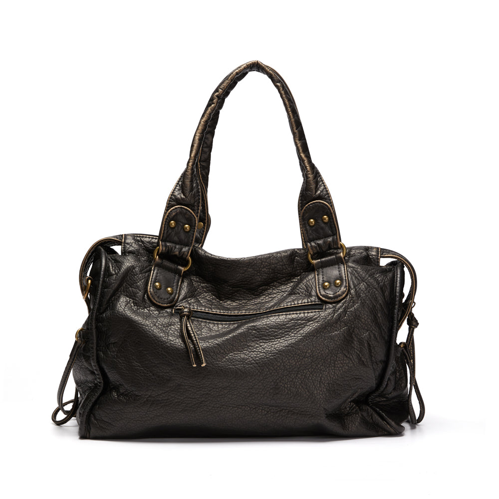 Luxuriöse Schwarze Lederhandtasche