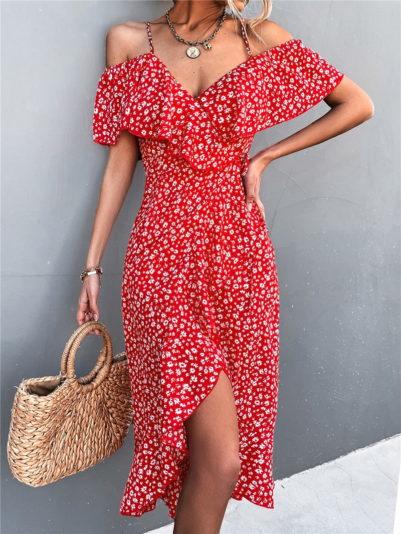 Midikleid Mit V-Ausschnitt