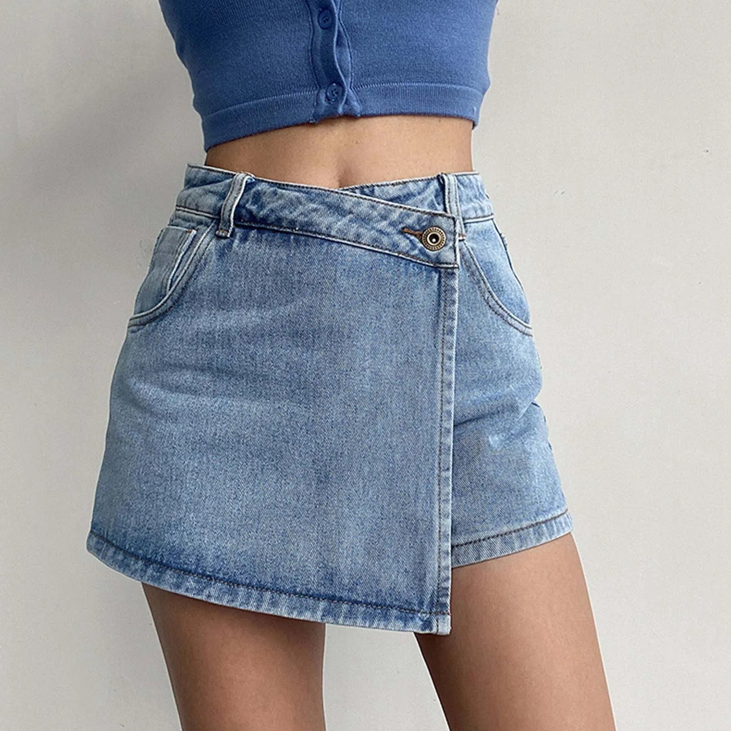 Stilvoller Mini-Jeansrock İm Retro-A-Linien-Stil