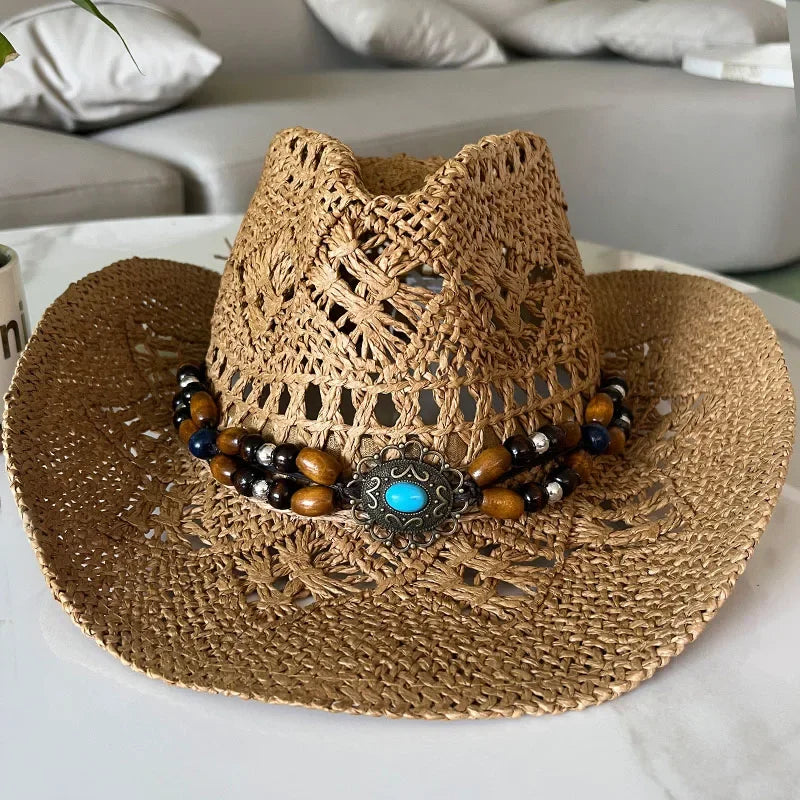 Retro Sommer Strand Stroh Cowboyhut