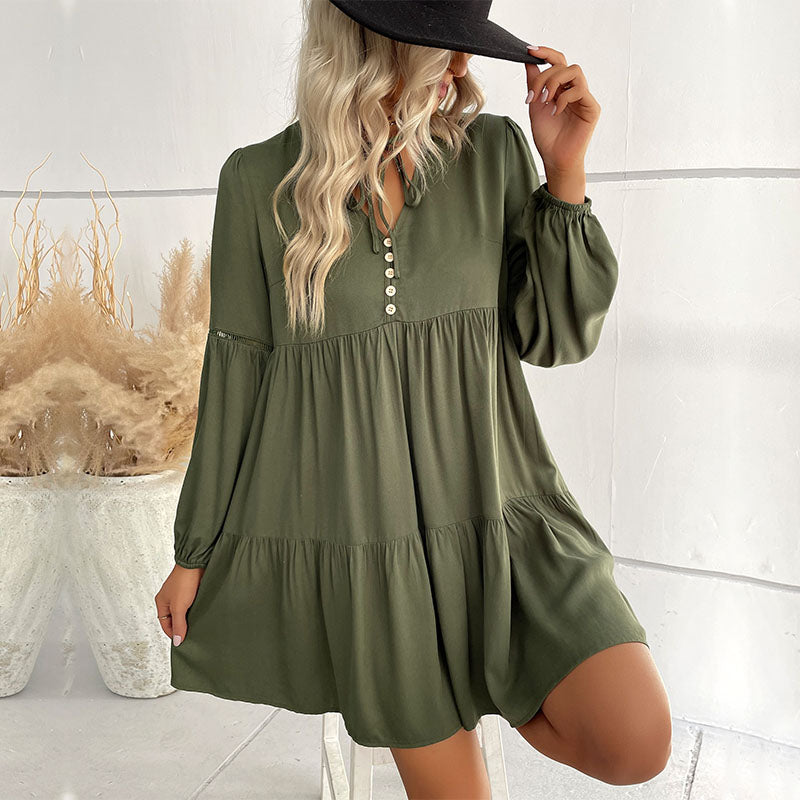 Midikleid Mit Volant Und V-Ausschnitt