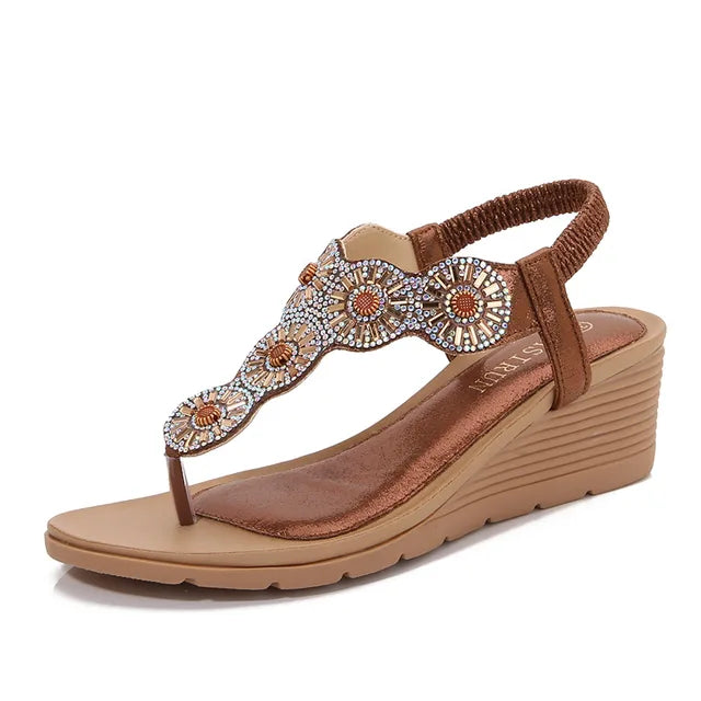 Sandalen Mit Keilabsatz - Elastischer Riemen - Sommer