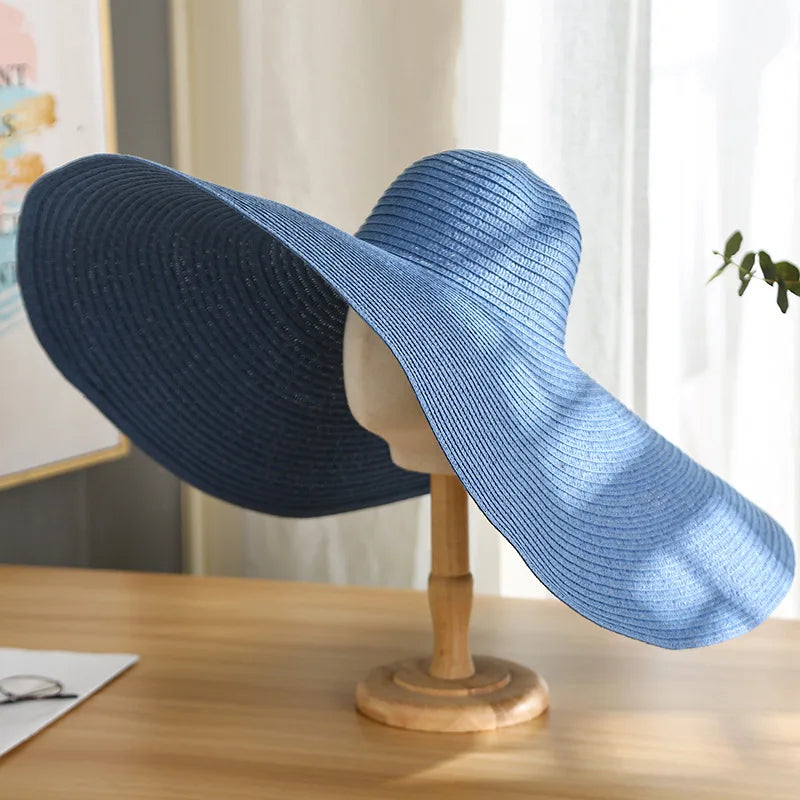 Uv-Geschützter, Faltbarer Strohhut Mit Breiter Krempe, 70 Cm, Für Sommer, Strand Und Reisen –