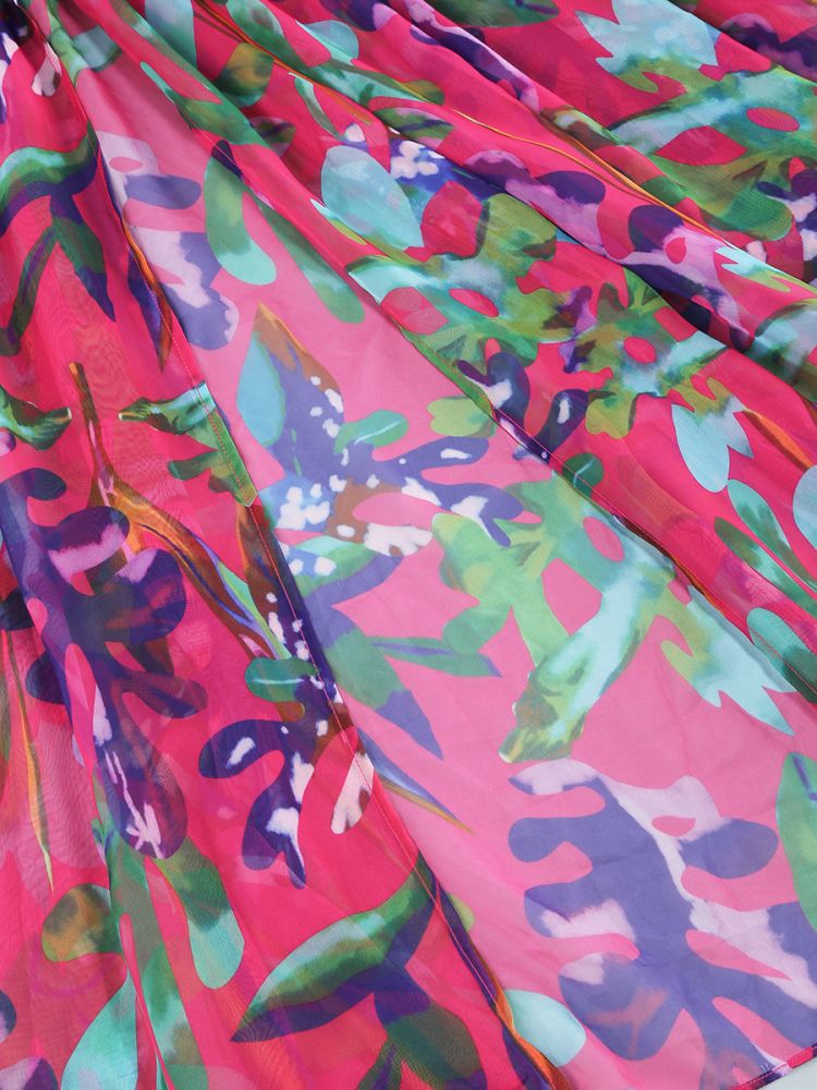 Bedrucktes Trägerloses Maxikleid Mit Schlitz