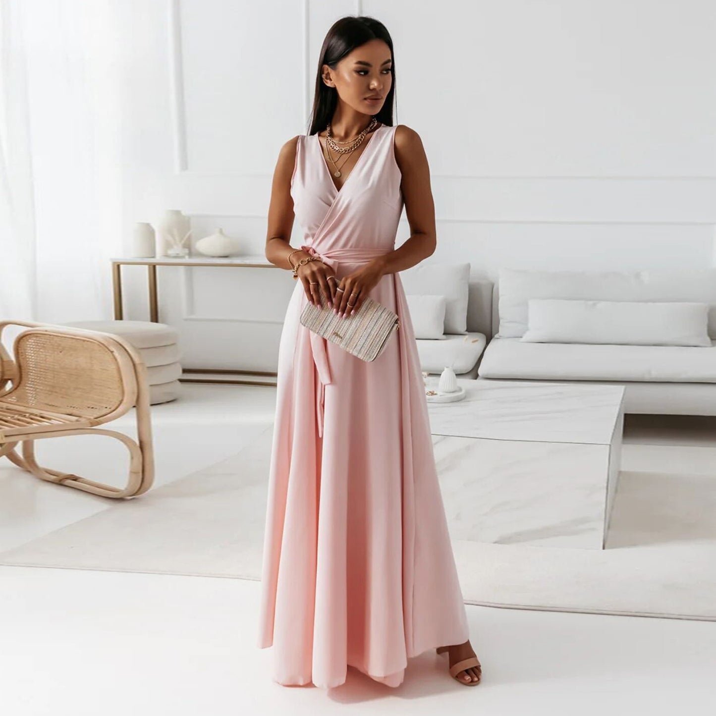 Cocktailkleid Mit Taillengürtel | Maxikleid Mit Schickem Und Schlichtem Design