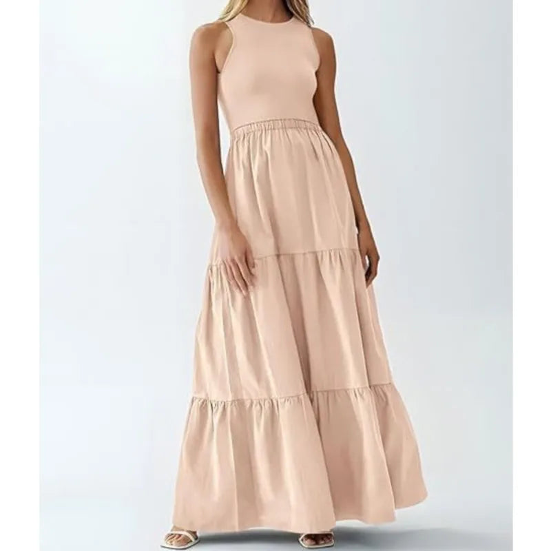Ärmelloses Langes Sommerkleid İm Bohemian-Stil