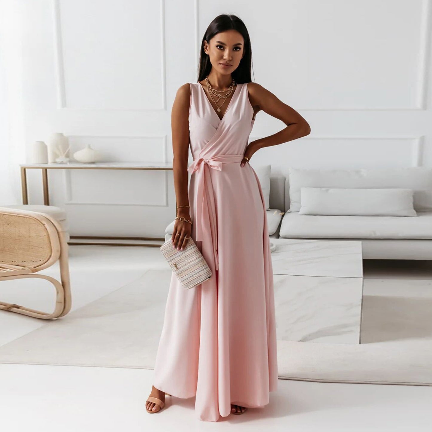 Cocktailkleid Mit Taillengürtel | Maxikleid Mit Schickem Und Schlichtem Design