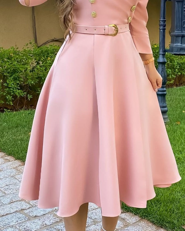 Schickes Midi-Blazerkleid Mit Gürtel
