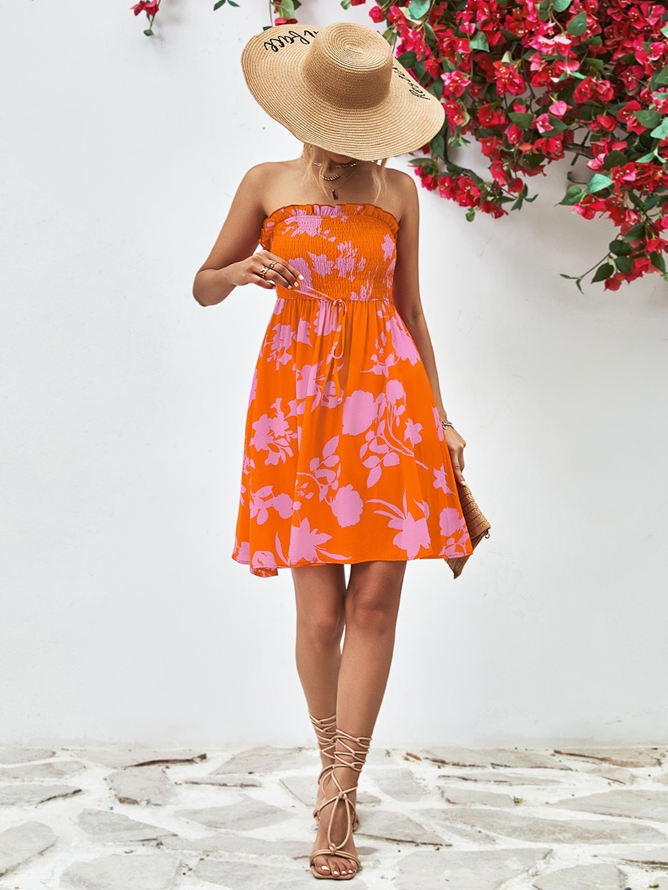 Schulterfreies, Trägerloses Midikleid