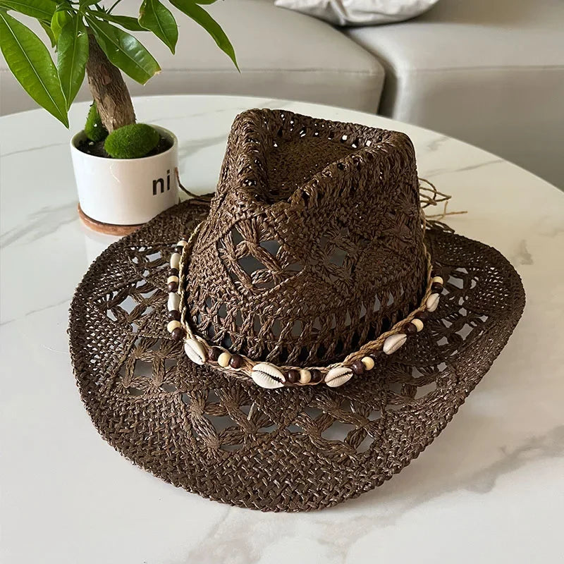 Retro Sommer Strand Stroh Cowboyhut