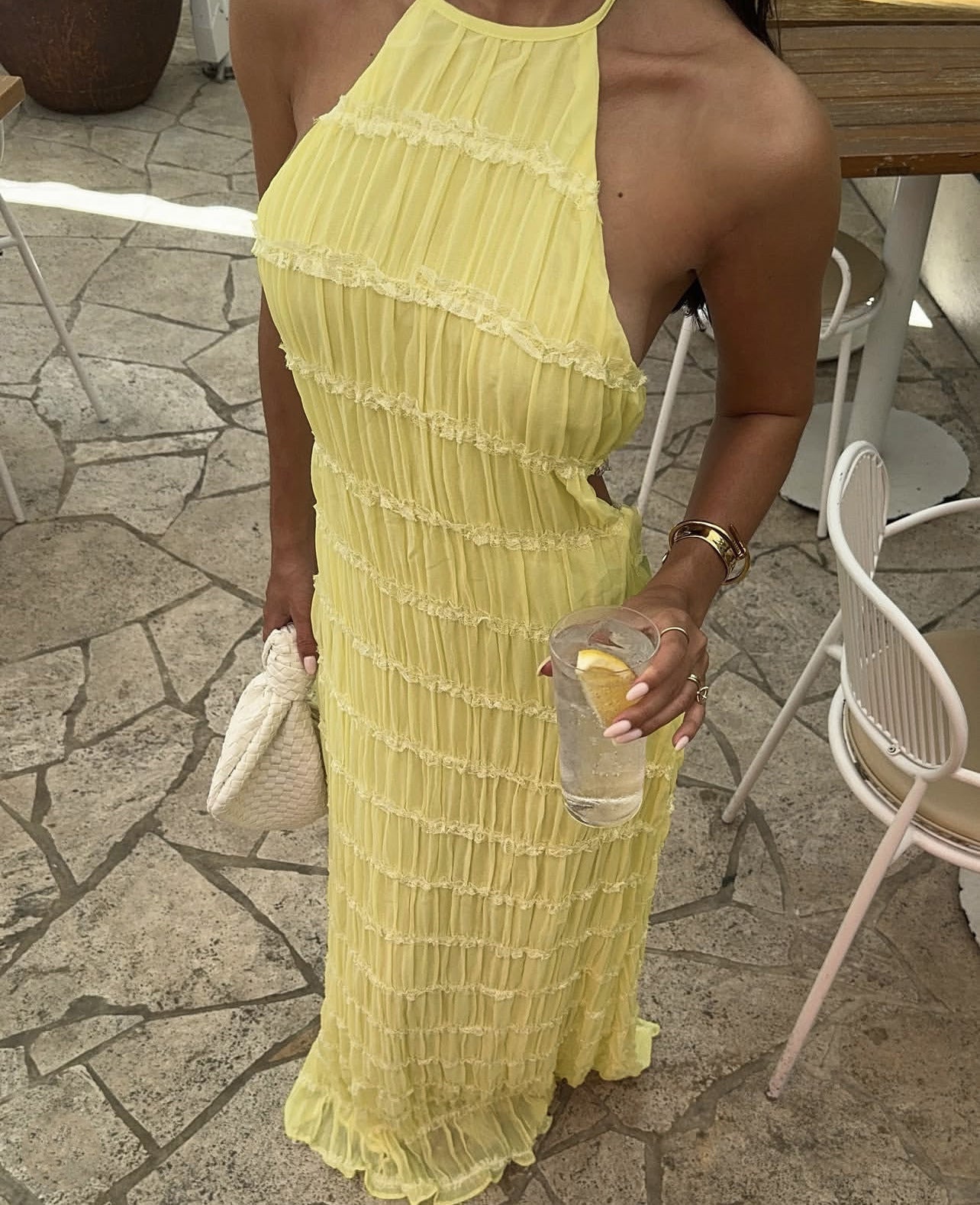 Stilvolles Neckholder-Kleid, Lang, Rückenfrei, Ärmellos, Lässig, Sommer-Strandkleid