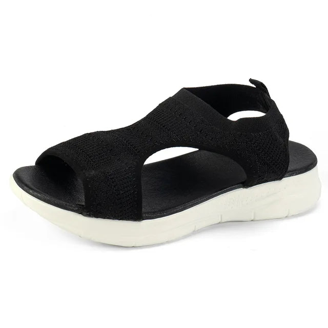 Bequeme Sommersandalen Mit Offener Spitze Und Mesh-Detail