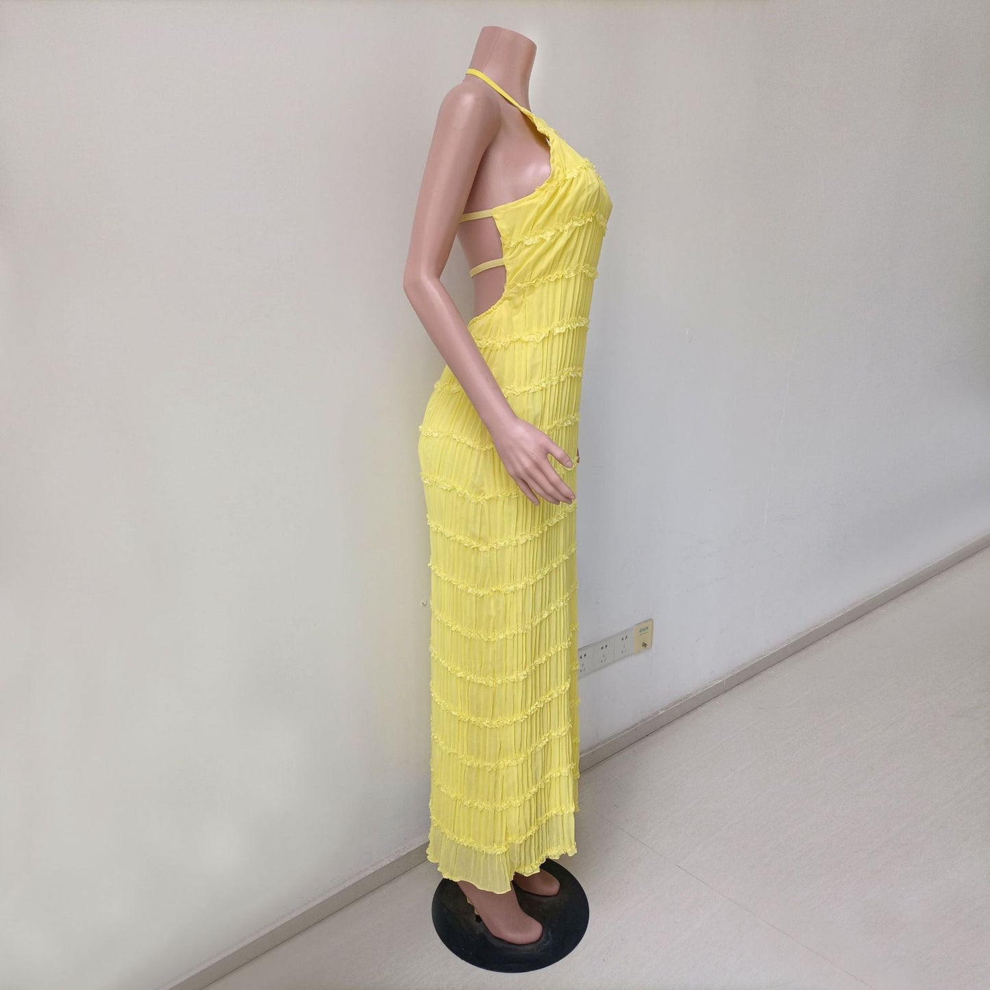 Stilvolles Neckholder-Kleid, Lang, Rückenfrei, Ärmellos, Lässig, Sommer-Strandkleid