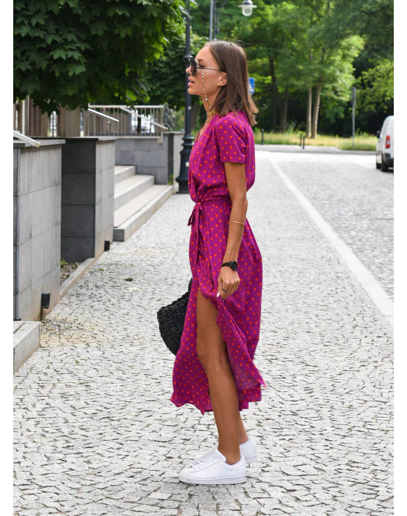 Kleid Mit V-Ausschnitt Und Blumenmuster