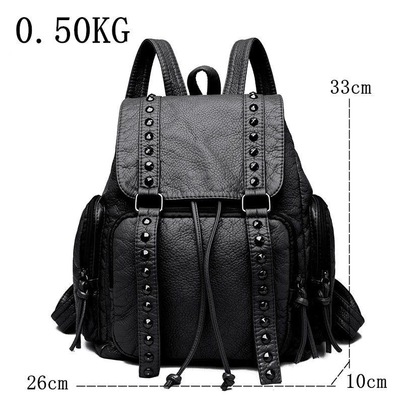 Hochwertiger Damenrucksack Aus Weichem Leder