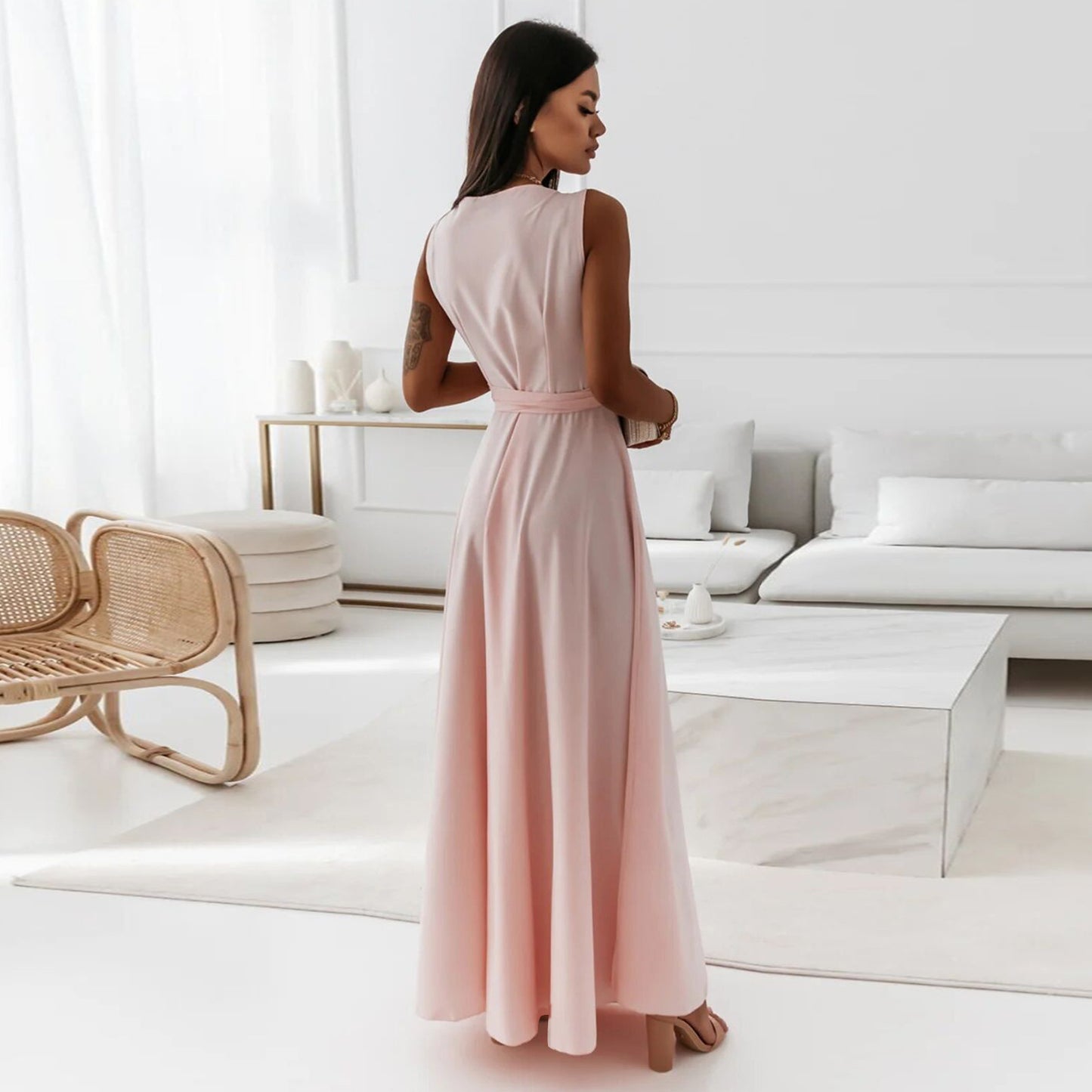 Cocktailkleid Mit Taillengürtel | Maxikleid Mit Schickem Und Schlichtem Design