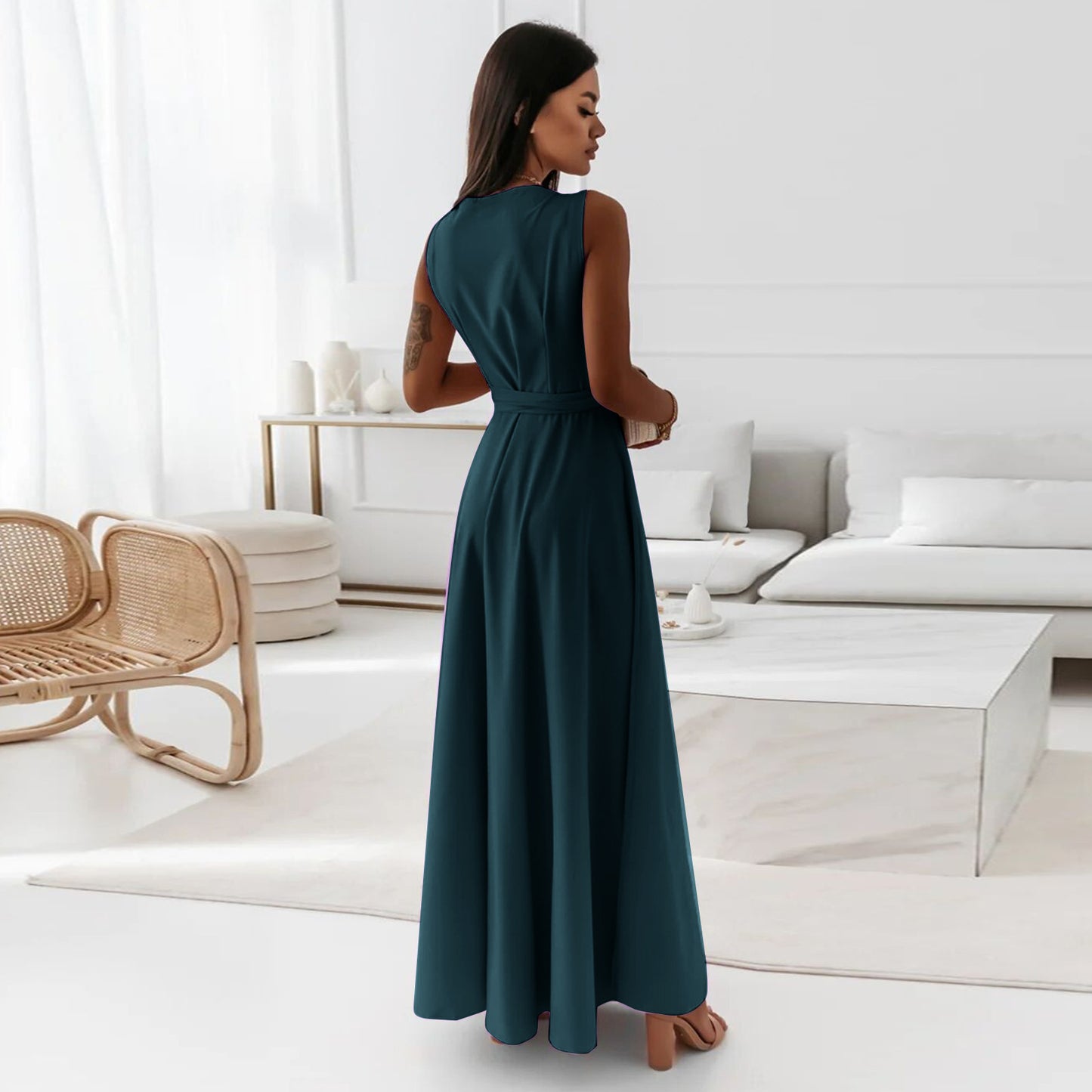 Cocktailkleid Mit Taillengürtel | Maxikleid Mit Schickem Und Schlichtem Design