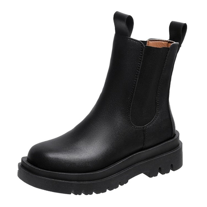Schwarze Lederstiefel Mit Hohem Absatz