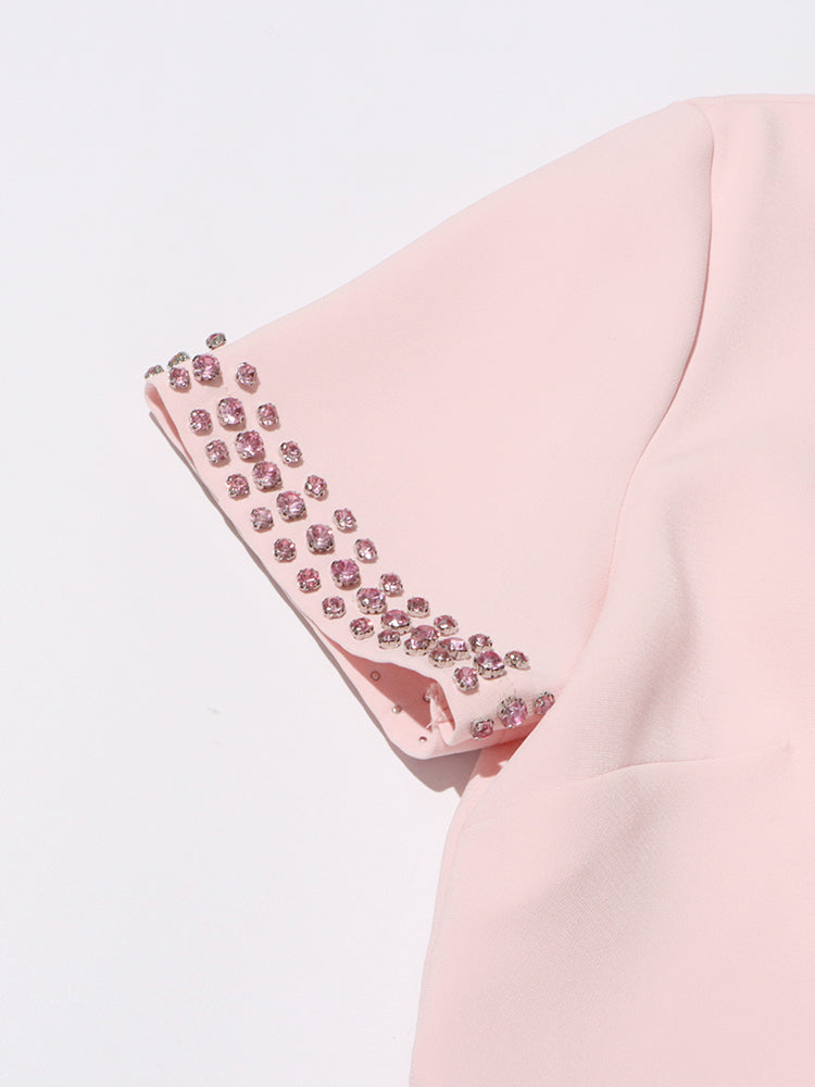 Midikleid Mit Schleife Und Kristalldetail