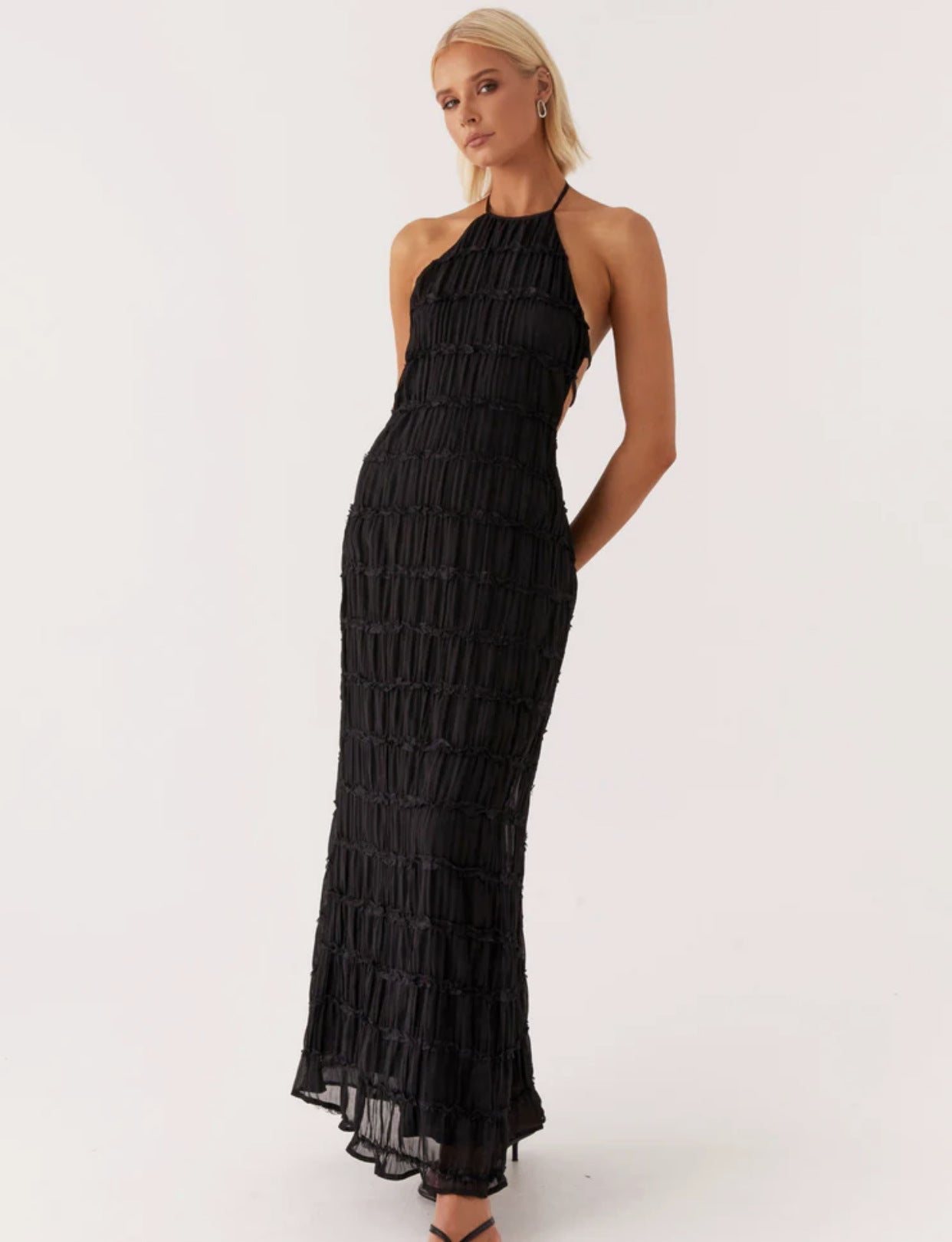 Stilvolles Neckholder-Kleid, Lang, Rückenfrei, Ärmellos, Lässig, Sommer-Strandkleid