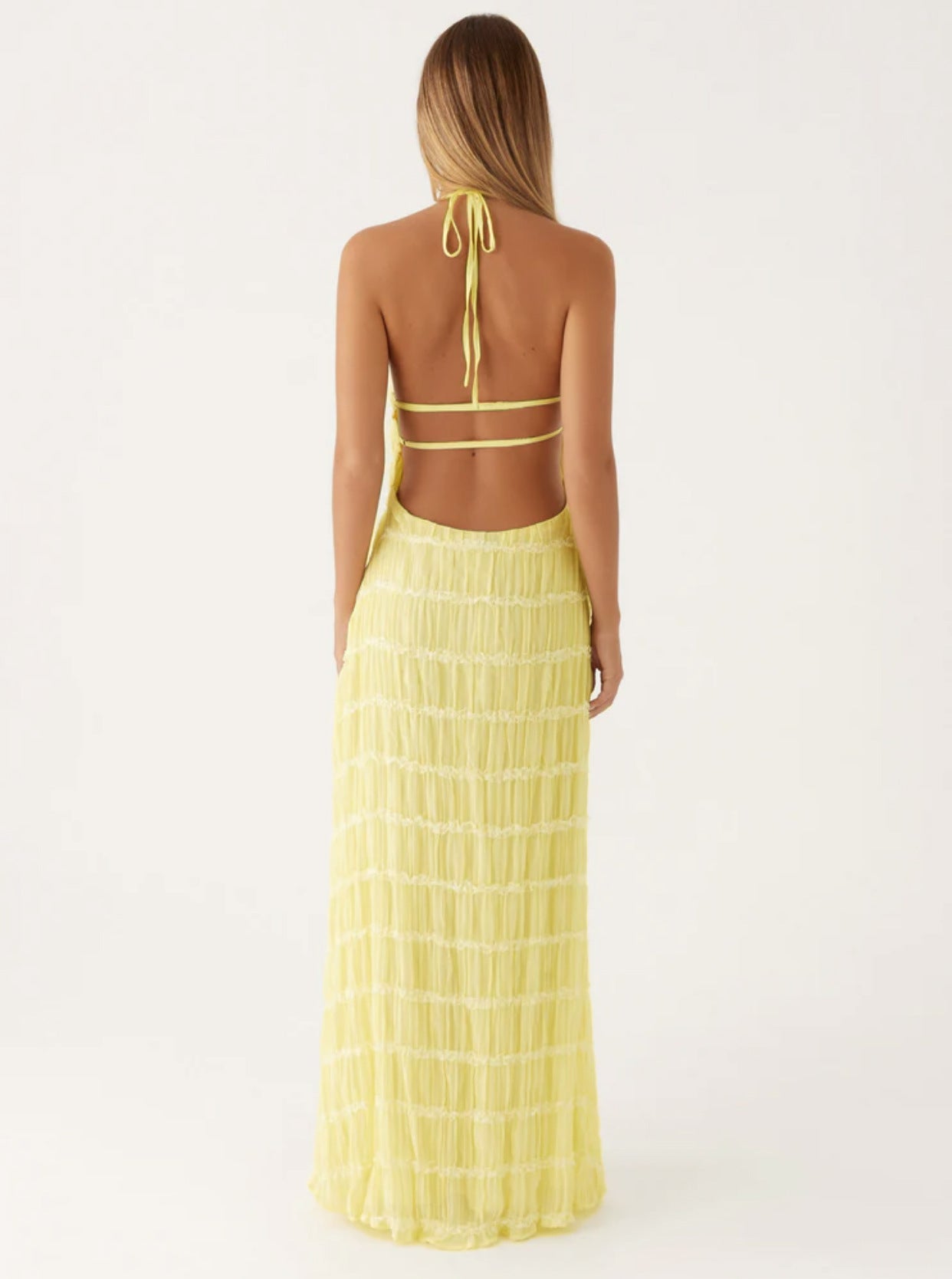 Stilvolles Neckholder-Kleid, Lang, Rückenfrei, Ärmellos, Lässig, Sommer-Strandkleid
