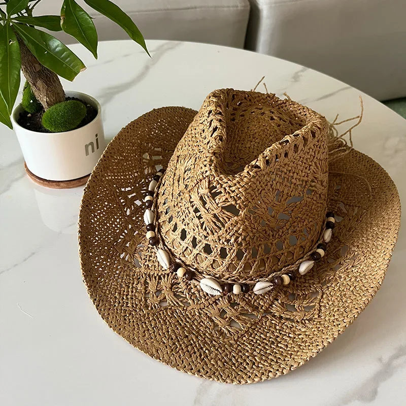 Retro Sommer Strand Stroh Cowboyhut