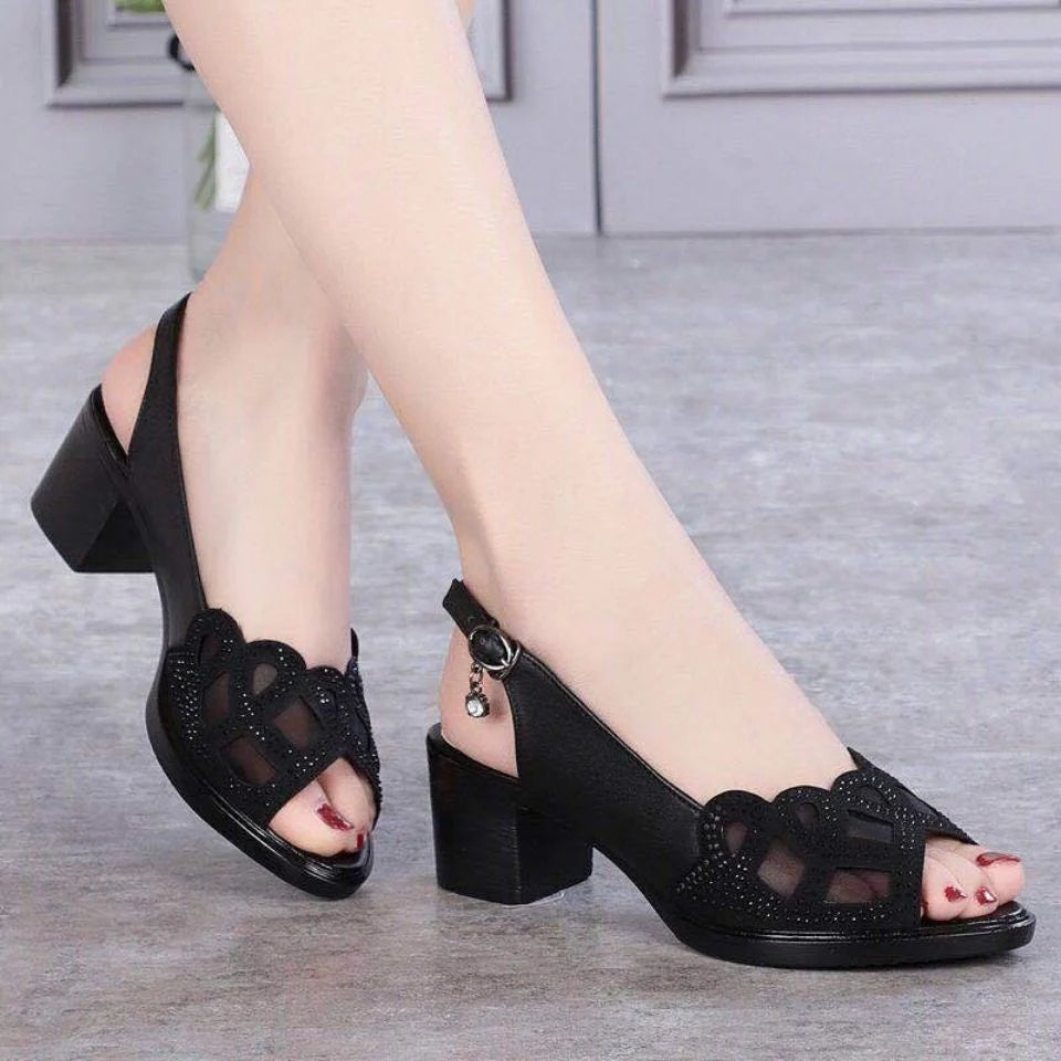 Schuhe Mit Niedrigem Absatz Und Mesh-Details
